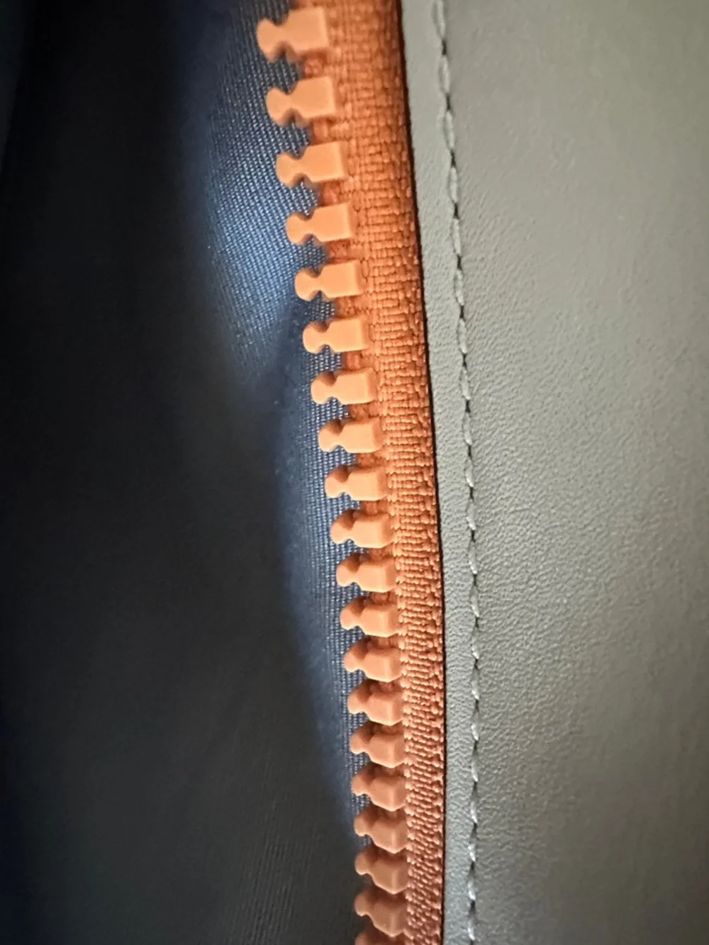 Coach Gray Leather Messenger Bag with Orange Zip Accent - Picture 6 of 7